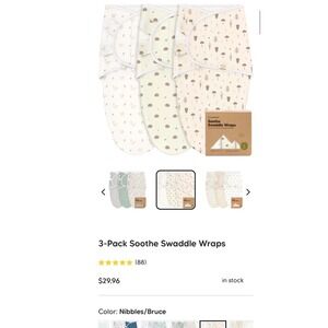 KeaBabies Soothe Swaddle Wraps 3 Pack Baby nibbles Bruce squirrel Acorn Print